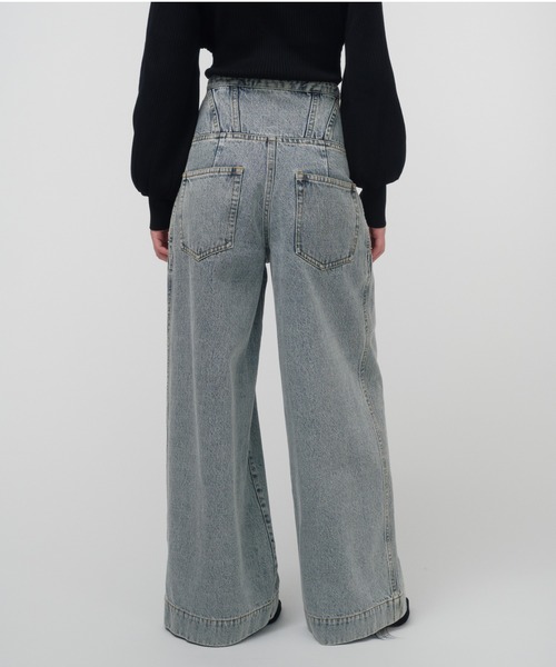 CORSET WAIST DENIM WIDE PANTS / コルセットウエストデニムワイド