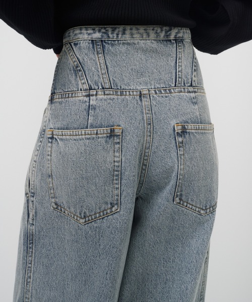 THINGS THAT MATTER（シングス ザット マター）の「CORSET WAIST DENIM WIDE PANTS / コルセットウエストデニムワイドパンツ（デニムパンツ・レディース・ブラック/ブルー・1/2）」の19枚目の写真