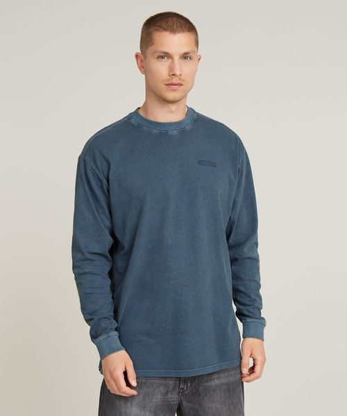 G-STAR(ジースター)の「PIGMENT DYE LOOSE T-SHIRT/オーバーサイズピグメントダイロゴロングスリーブTシャツ(Tシャツ/カットソー・メンズ・ダークブラック/ブルー系その他・X-LARGE/SMALL/MEDIUM/LARGE/X-SMALL)」の2枚目の写真