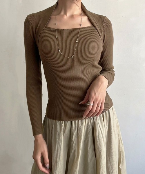 Jewelobe(ジュエローブ)の「2wayボレロドッキングタイトリブニットトップス(ニット/セーター・レディース・ブラック/ブラウン・FREE)」の18枚目の写真