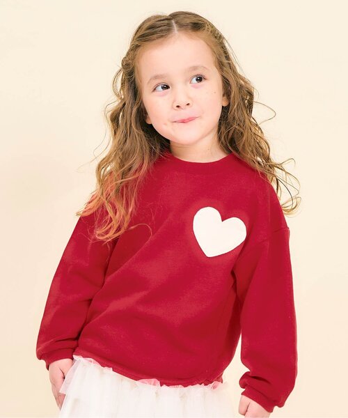 apres les cours（アプレレクール）の「無地・総柄ゆったりトレーナー（スウェット・キッズ・アイボリー/レッド/サーモンピンク/ブラック/ネイビー/その他3/クリーム・110/100/90/80/140/130/120）」の6枚目の写真