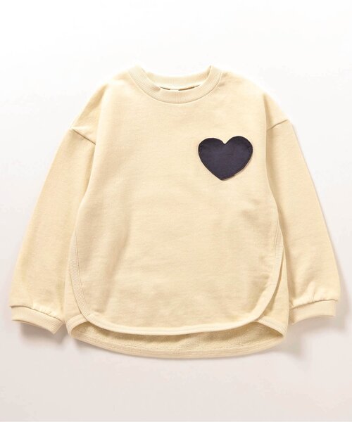 apres les cours（アプレレクール）の「無地・総柄ゆったりトレーナー（スウェット・キッズ・アイボリー/レッド/サーモンピンク/ブラック/ネイビー/その他3/クリーム・110/100/90/80/140/130/120）」の3枚目の写真