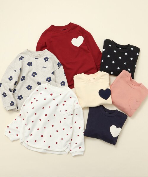 apres les cours（アプレレクール）の「無地・総柄ゆったりトレーナー（スウェット・キッズ・アイボリー/レッド/サーモンピンク/ブラック/ネイビー/その他3/クリーム・110/100/90/80/140/130/120）」の11枚目の写真