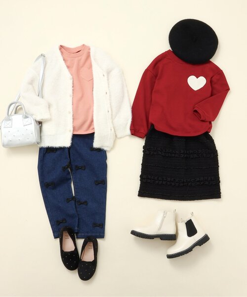 apres les cours（アプレレクール）の「無地・総柄ゆったりトレーナー（スウェット・キッズ・アイボリー/レッド/サーモンピンク/ブラック/ネイビー/その他3/クリーム・110/100/90/80/140/130/120）」の12枚目の写真