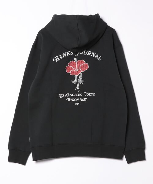 BANKS（バンクス）の「HOODIE/BANKS(バンクス)スタンダードシルエットハイビスカスグラフィック長袖プルオーバーフーディ（パーカー・メンズ・オフホワイト/ダークブラック・MEDIUM/LARGE/X-LARGE）」の3枚目の写真