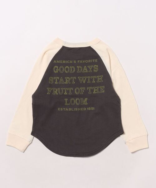 配色ラグラン長袖T / キッズ / ロンT / 前面 / ロゴ / プリント