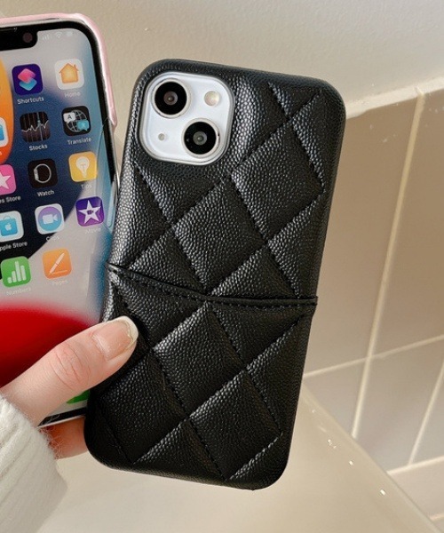 ディオール iPhone15pro カバーケース　キルティング　ブラック Dior アイフォンケース 15pro ブラック キルティング