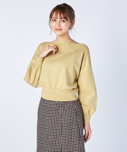 LAISSE PASSE（レッセパッセ）の「オフショルショートプルオーバー（ニット/セーター・レディース・ピンク/ミント/ベージュ/マスタード/ライトピンク・MEDIUM）」の4枚目の写真