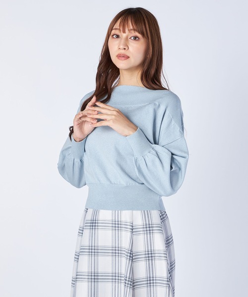 LAISSE PASSE（レッセパッセ）の「オフショルショートプルオーバー（ニット/セーター・レディース・ピンク/ミント/ベージュ/マスタード/ライトピンク・MEDIUM）」の8枚目の写真