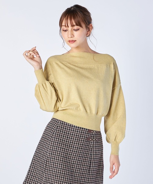 LAISSE PASSE（レッセパッセ）の「オフショルショートプルオーバー（ニット/セーター・レディース・ピンク/ミント/ベージュ/マスタード/ライトピンク・MEDIUM）」の10枚目の写真