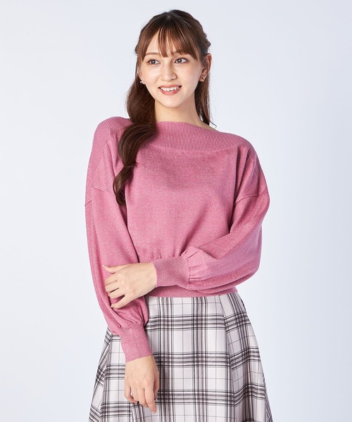 LAISSE PASSE（レッセパッセ）の「オフショルショートプルオーバー（ニット/セーター・レディース・ピンク/ミント/ベージュ/マスタード/ライトピンク・MEDIUM）」の12枚目の写真