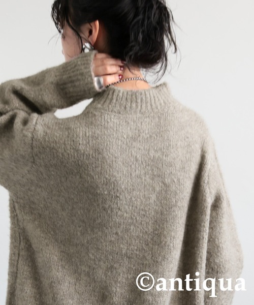 antiqua(アンティカ)の「肌見せハイネックニット(ニット/セーター・レディース・グリーン/グレー/ベージュ・ONESIZE)」の13枚目の写真