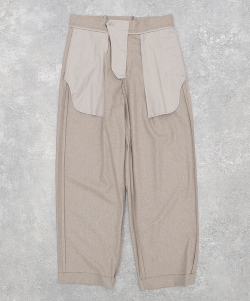 ATON(エイトン)の「ATON(エイトン) MERINO COLLEGE FLANNEL WIDE PANTS PRAGCW0900(スラックス・メンズ・ベージュ/ブラック・6/4)」の6枚目の写真