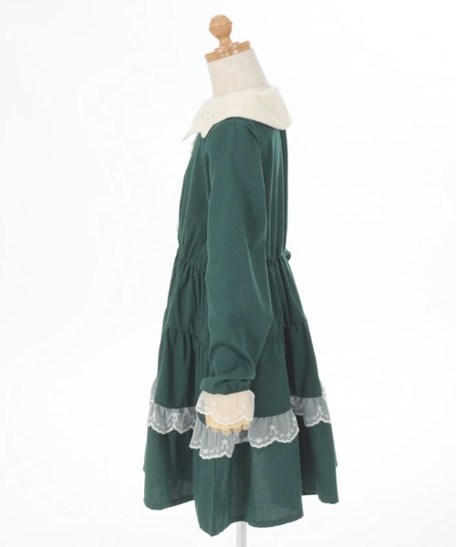 axes femme(アクシーズファム)の「ネコ襟ティアードワンピース(ワンピース・キッズ・ダークグリーン/パープル・MEDIUM/LARGE/X-LARGE)」の7枚目の写真