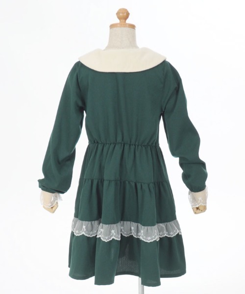 axes femme(アクシーズファム)の「ネコ襟ティアードワンピース(ワンピース・キッズ・ダークグリーン/パープル・MEDIUM/LARGE/X-LARGE)」の8枚目の写真