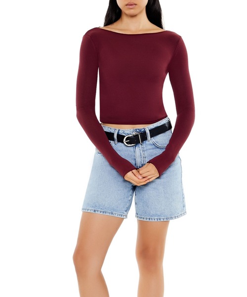 FOREVER 21(フォーエバー トゥエンティーワン)の「ベーシックニットプルオーバー(ニット/セーター・レディース・バーガンディー/ブラック・SMALL/MEDIUM)」の7枚目の写真