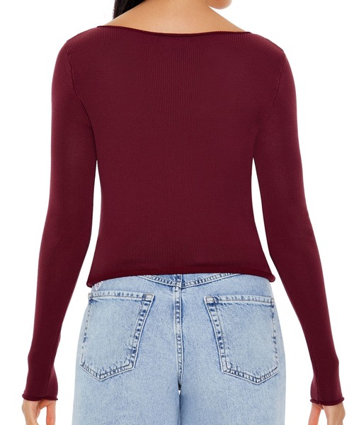 FOREVER 21(フォーエバー トゥエンティーワン)の「ベーシックニットプルオーバー(ニット/セーター・レディース・バーガンディー/ブラック・SMALL/MEDIUM)」の9枚目の写真