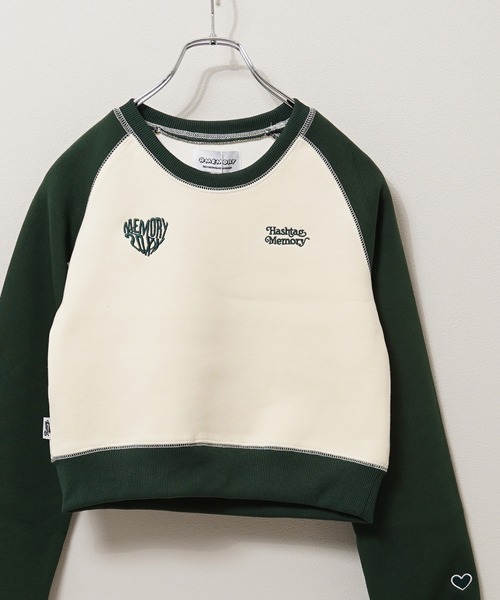 #MEMORY(メモリー)の「【MEMORY】lady's オーバーロック ボンディング ラグラン ショート丈スウェット / Lady's Overlock Bonded Raglan Short Length Sweatshirt(スウェット・レディース・ホワイト系/グリーン/ブラウン/ブラック・FREE)」の4枚目の写真