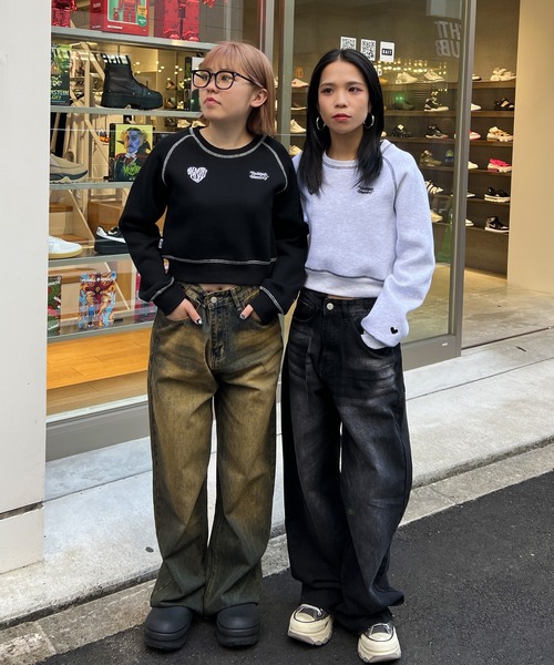 #MEMORY(メモリー)の「【MEMORY】lady's オーバーロック ボンディング ラグラン ショート丈スウェット / Lady's Overlock Bonded Raglan Short Length Sweatshirt(スウェット・レディース・ホワイト系/グリーン/ブラウン/ブラック・FREE)」の22枚目の写真