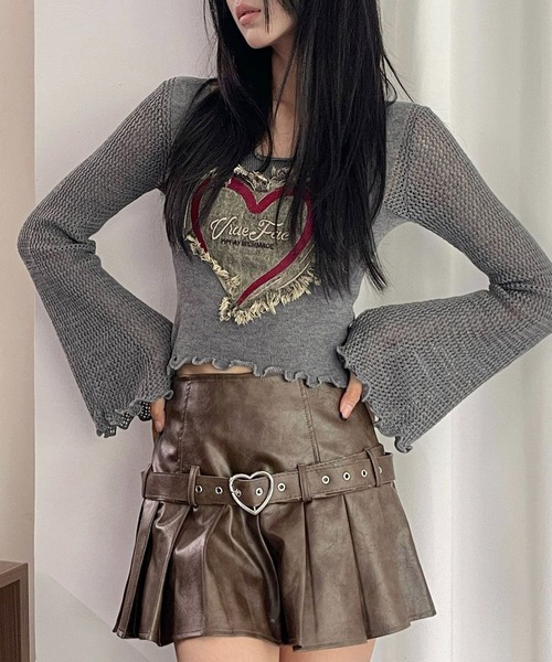 Sibra(シブラ)の「パッチワークデザインニット(ニット/セーター・レディース・ブラウン/レッド/グレー/ブラック/ホワイト・M)」の1枚目の写真