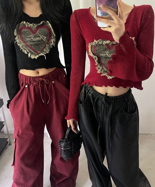 Sibra(シブラ)の「パッチワークデザインニット(ニット/セーター・レディース・ブラウン/レッド/グレー/ブラック/ホワイト・M)」の16枚目の写真