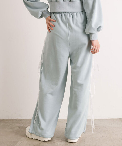 OLIVE des OLIVE（オリーブデオリーブ）の「サイドレースリボンスウェットパンツ（スウェットパンツ・レディース・サックスブルー/オフホワイト/トップグレー/ピンク・FREE）」の10枚目の写真