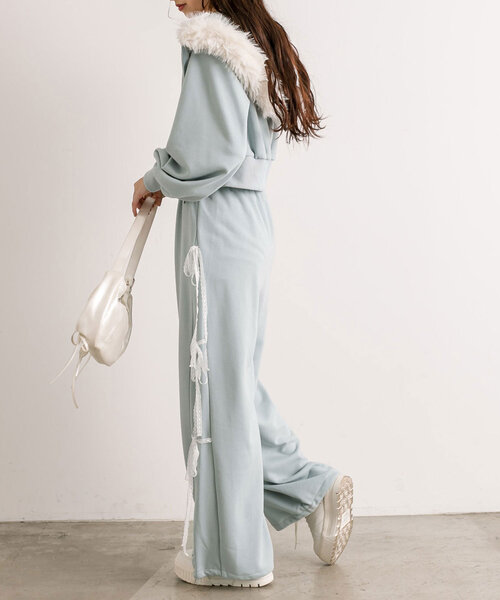 OLIVE des OLIVE（オリーブデオリーブ）の「サイドレースリボンスウェットパンツ（スウェットパンツ・レディース・サックスブルー/オフホワイト/トップグレー/ピンク・FREE）」の12枚目の写真