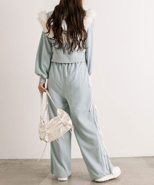 OLIVE des OLIVE（オリーブデオリーブ）の「サイドレースリボンスウェットパンツ（スウェットパンツ・レディース・サックスブルー/オフホワイト/トップグレー/ピンク・FREE）」の13枚目の写真