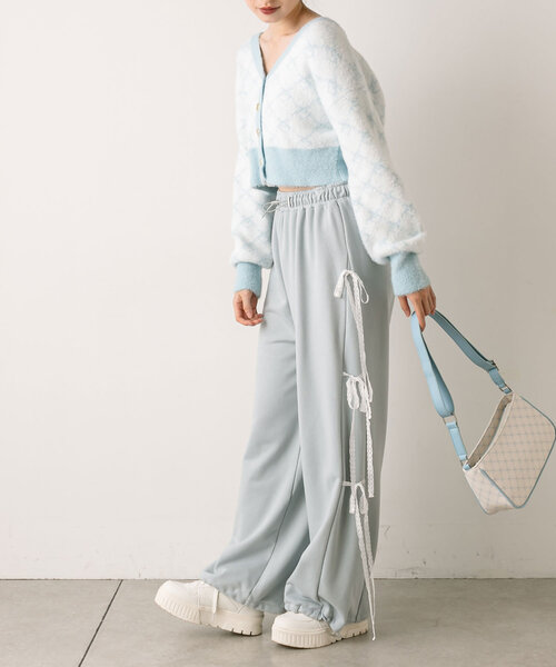 OLIVE des OLIVE（オリーブデオリーブ）の「サイドレースリボンスウェットパンツ（スウェットパンツ・レディース・サックスブルー/オフホワイト/トップグレー/ピンク・FREE）」の15枚目の写真