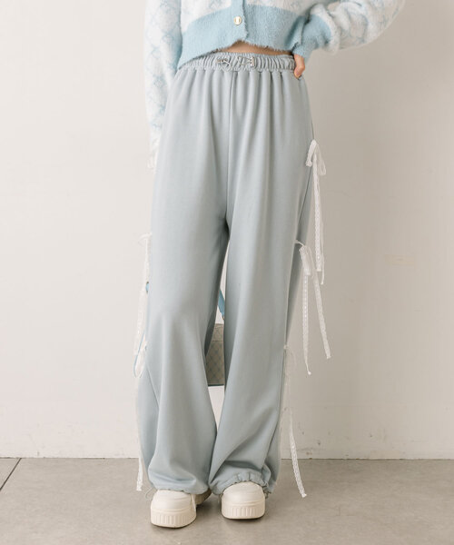 OLIVE des OLIVE（オリーブデオリーブ）の「サイドレースリボンスウェットパンツ（スウェットパンツ・レディース・サックスブルー/オフホワイト/トップグレー/ピンク・FREE）」の16枚目の写真
