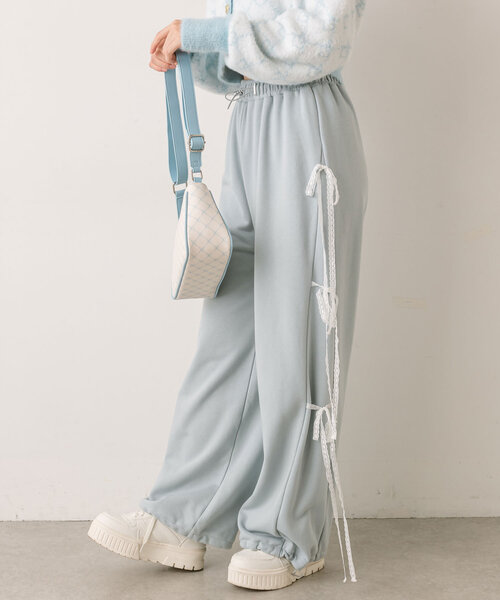OLIVE des OLIVE（オリーブデオリーブ）の「サイドレースリボンスウェットパンツ（スウェットパンツ・レディース・サックスブルー/オフホワイト/トップグレー/ピンク・FREE）」の17枚目の写真
