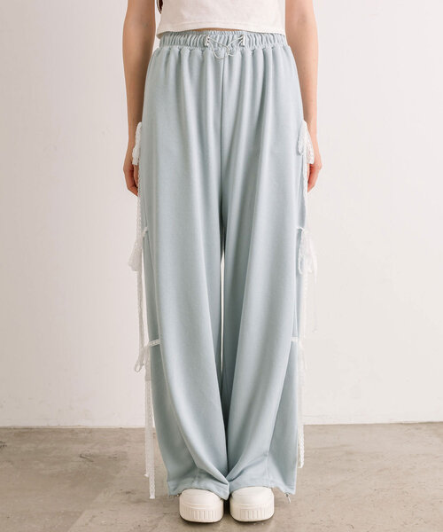 OLIVE des OLIVE（オリーブデオリーブ）の「サイドレースリボンスウェットパンツ（スウェットパンツ・レディース・サックスブルー/オフホワイト/トップグレー/ピンク・FREE）」の18枚目の写真