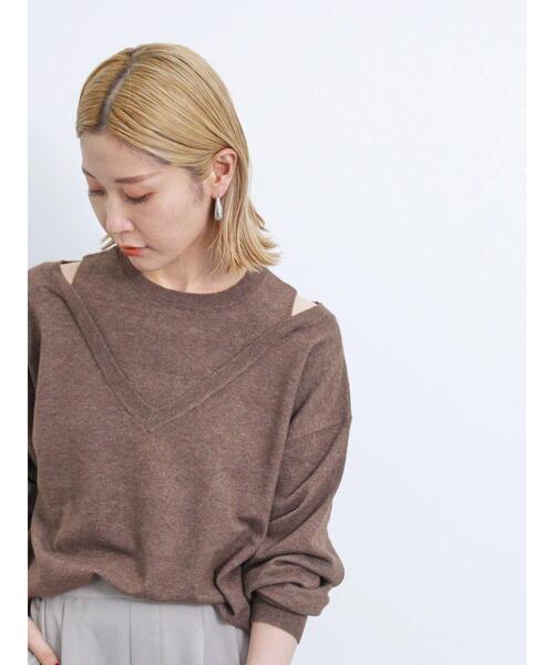 Samansa Mos2 blue（サマンサモスモスブルー）の「◎レイヤードライクニットプルオーバー（ニット/セーター・レディース・グレー/ブラウン/ベージュ・F）」の4枚目の写真