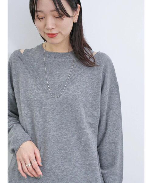 Samansa Mos2 blue（サマンサモスモスブルー）の「◎レイヤードライクニットプルオーバー（ニット/セーター・レディース・グレー/ブラウン/ベージュ・F）」の5枚目の写真