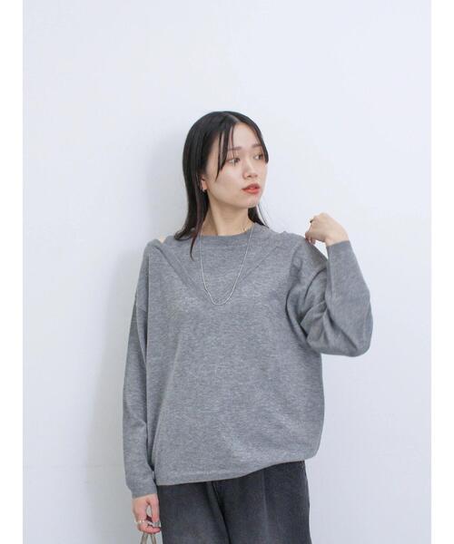 Samansa Mos2 blue（サマンサモスモスブルー）の「◎レイヤードライクニットプルオーバー（ニット/セーター・レディース・グレー/ブラウン/ベージュ・F）」の7枚目の写真