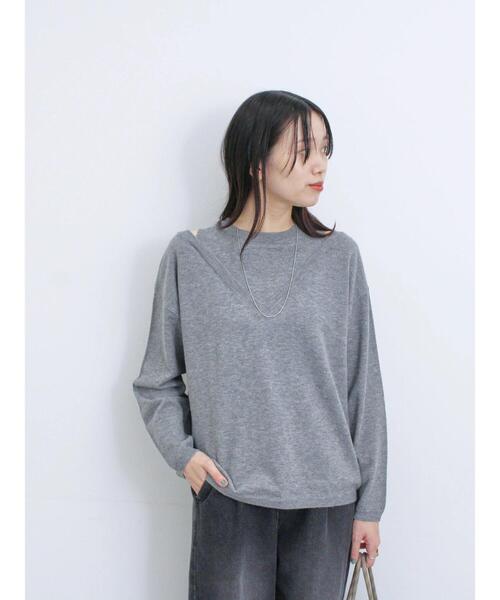 Samansa Mos2 blue（サマンサモスモスブルー）の「◎レイヤードライクニットプルオーバー（ニット/セーター・レディース・グレー/ブラウン/ベージュ・F）」の9枚目の写真