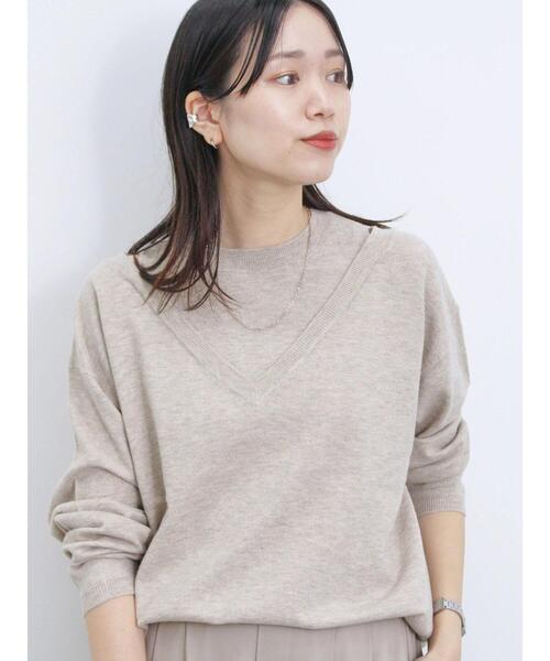 Samansa Mos2 blue（サマンサモスモスブルー）の「◎レイヤードライクニットプルオーバー（ニット/セーター・レディース・グレー/ブラウン/ベージュ・F）」の12枚目の写真