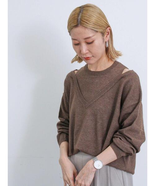 Samansa Mos2 blue（サマンサモスモスブルー）の「◎レイヤードライクニットプルオーバー（ニット/セーター・レディース・グレー/ブラウン/ベージュ・F）」の18枚目の写真