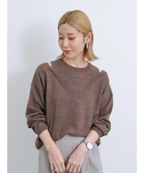 Samansa Mos2 blue（サマンサモスモスブルー）の「◎レイヤードライクニットプルオーバー（ニット/セーター・レディース・グレー/ブラウン/ベージュ・F）」の20枚目の写真