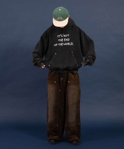 Perushu（ペルーシュ）の「ヴィンテージライクヘビーウェイトスウェットパーカー（パーカー・メンズ・杢グレー/ブラック/パープル・MEDIUM/LARGE）」の14枚目の写真