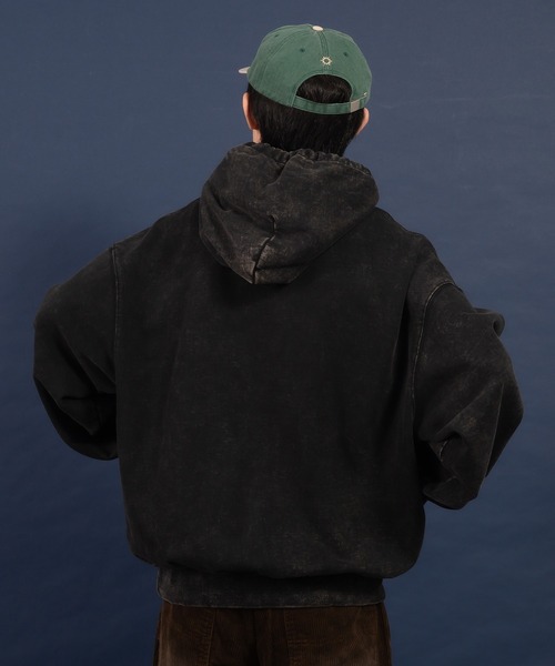 Perushu（ペルーシュ）の「ヴィンテージライクヘビーウェイトスウェットパーカー（パーカー・メンズ・杢グレー/ブラック/パープル・MEDIUM/LARGE）」の13枚目の写真