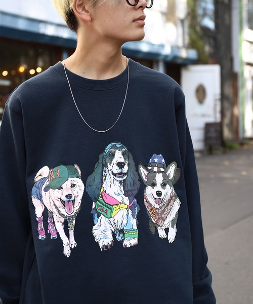 dogﾓﾁｰﾌ・ﾄﾚｰﾅｰ セール】 Dog graphic crew-neck Sweat （スウェット）｜SENSE OF