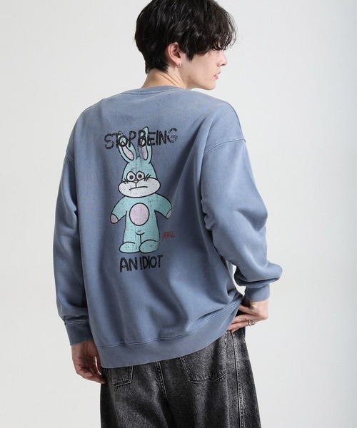 RAGEBLUE(レイジブルー)の「【RAKIZ】コラボプリント/ヘビーウェイトビッグスウェット(スウェット・メンズ・ダークグレー/オフホワイト/ブルー・FREE)」の3枚目の写真