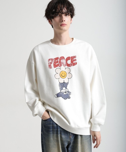 RAGEBLUE(レイジブルー)の「【RAKIZ】コラボプリント/ヘビーウェイトビッグスウェット(スウェット・メンズ・ダークグレー/オフホワイト/ブルー・FREE)」の5枚目の写真