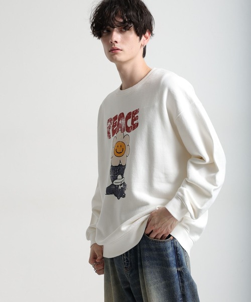 RAGEBLUE(レイジブルー)の「【RAKIZ】コラボプリント/ヘビーウェイトビッグスウェット(スウェット・メンズ・ダークグレー/オフホワイト/ブルー・FREE)」の6枚目の写真
