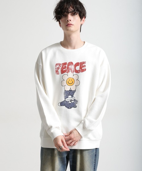 RAGEBLUE(レイジブルー)の「【RAKIZ】コラボプリント/ヘビーウェイトビッグスウェット(スウェット・メンズ・ダークグレー/オフホワイト/ブルー・FREE)」の7枚目の写真