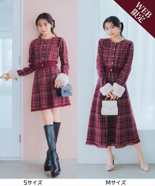 WILLSELECTION（ウィルセレクション）の「チェック柄スカート（スカート・レディース・オフホワイト/ピンク/ボルドー/ブラック・SMALL/MEDIUM）」の4枚目の写真