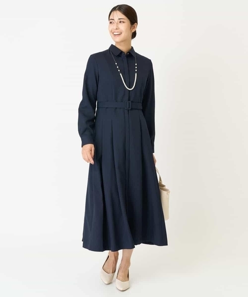 a.v.v（アーヴェヴェ）の「ベルト付フレアシャツワンピース（ワンピース・レディース・ネイビー/ベージュ・34/38/36/40/42）」の14枚目の写真