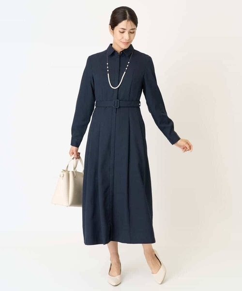 a.v.v（アーヴェヴェ）の「ベルト付フレアシャツワンピース（ワンピース・レディース・ネイビー/ベージュ・34/38/36/40/42）」の15枚目の写真