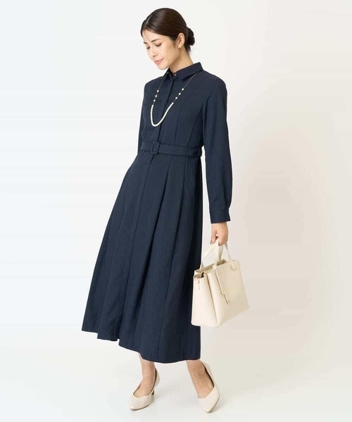 a.v.v（アーヴェヴェ）の「ベルト付フレアシャツワンピース（ワンピース・レディース・ネイビー/ベージュ・34/38/36/40/42）」の16枚目の写真